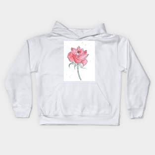 Red beautiful flower rose, plant, nature. Watercolor, art decoration, sketch. Illustration hand drawn modern painting Kids Hoodie